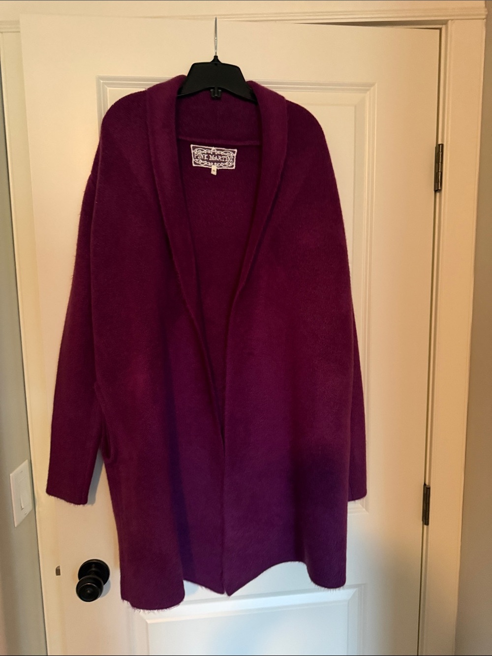 Pink Martini Open-Front Shawl Collar Cardigan - Purple